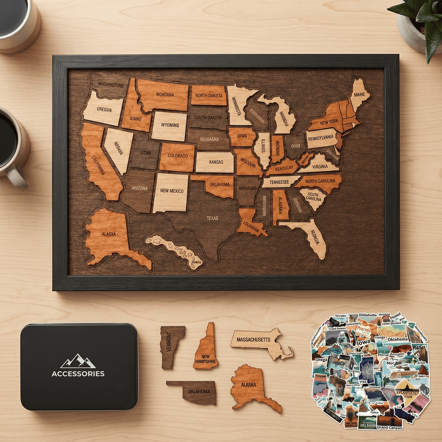 Ivokio® Wooden Travel Memory Map — Record Your Travel