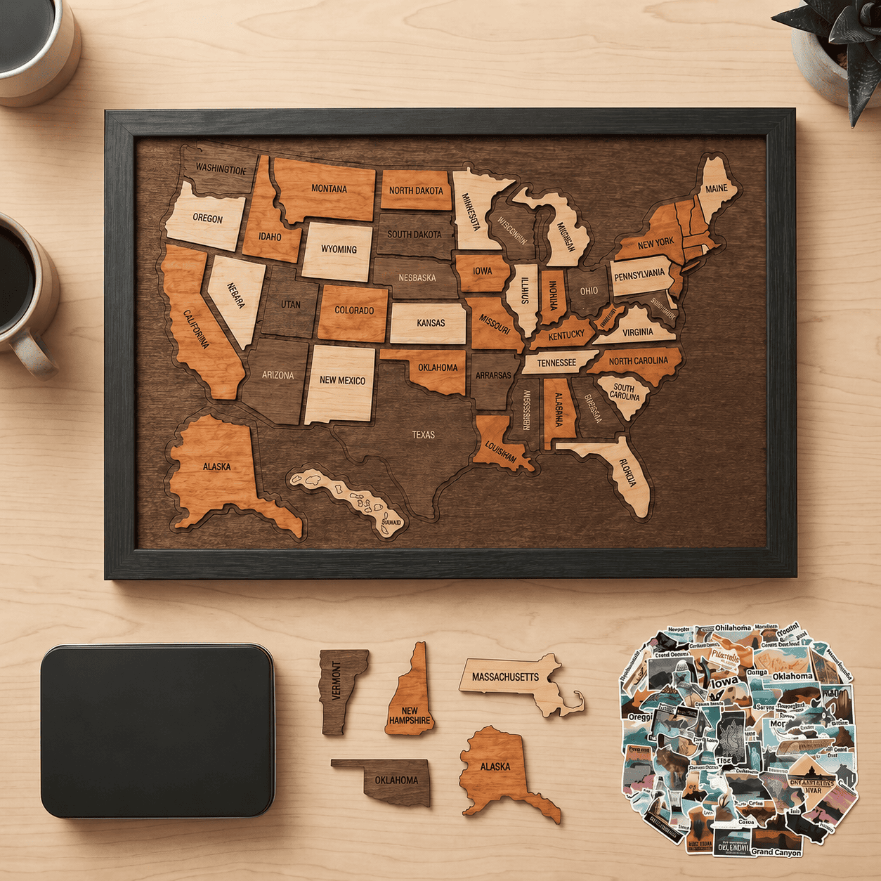Ivokio® Wooden Travel Memory Map — Record Your Travel