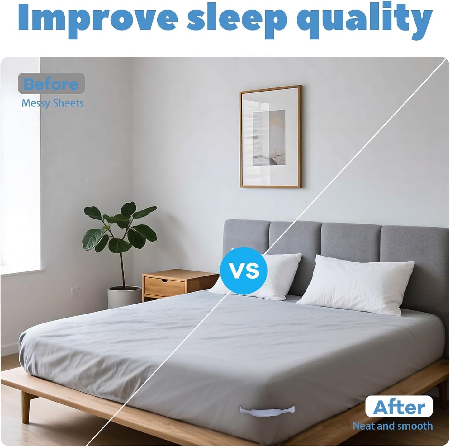 ✨Ivokio® SheetSnug Fitted Bed Sheet Fastener Clips with Locking Strips