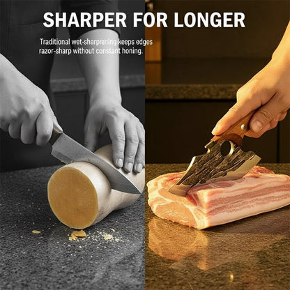 Ivokio® Premium Hand-Forged Chef's Knife & Cleaver Set