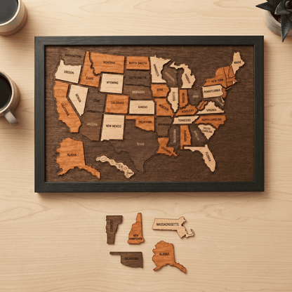 Ivokio® Wooden Travel Memory Map — Record Your Travel