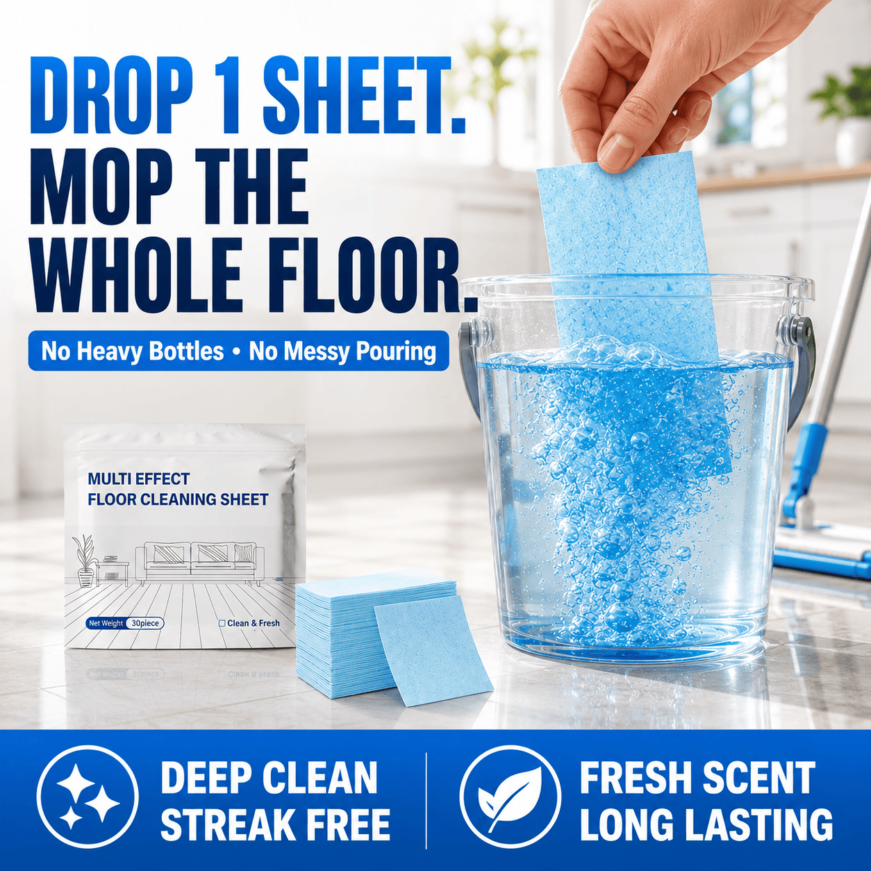 Ivokio® Multi-Surface Cleaning Sheets — floor, table, swimming pool