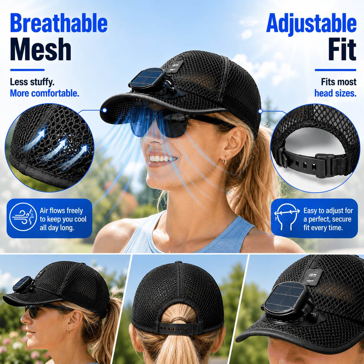 Ivokio®🧢 Solar Cooling Fan Hat — Stay Cool Under the Sun