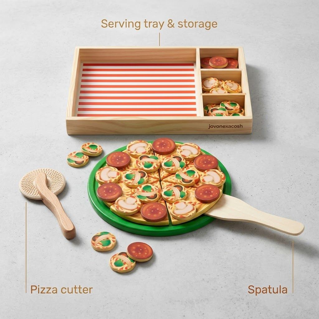 Ivokio® Artisanal Wooden Pizza Set: The Ultimate Slice of Pretend Play
