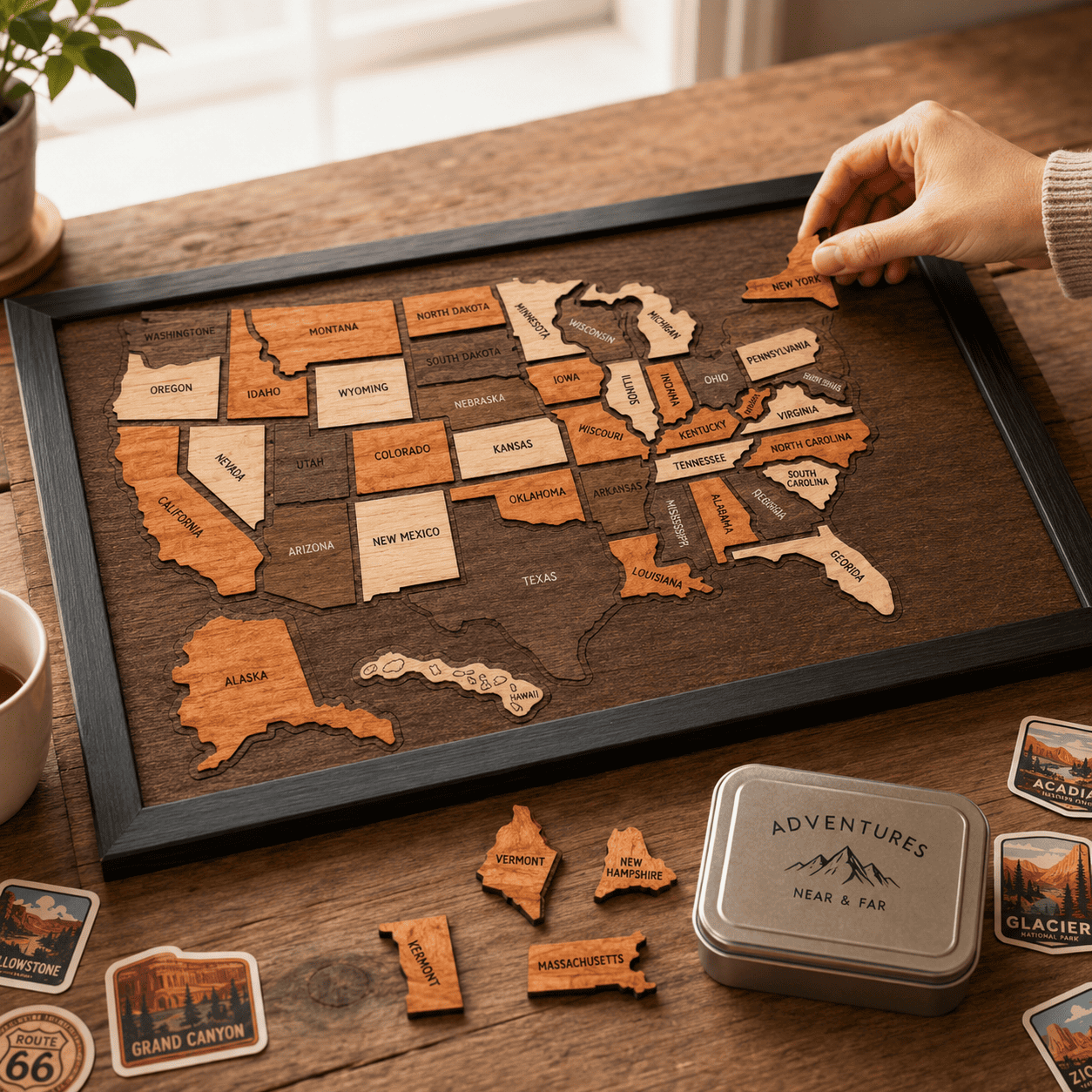 Ivokio® Wooden Travel Memory Map — Record Your Travel