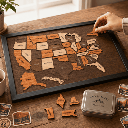 Ivokio® Wooden Travel Memory Map — Record Your Travel