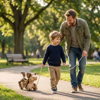 Ivokio® | The Loyal Companion: Handcrafted Wooden Pull-Along Puppy
