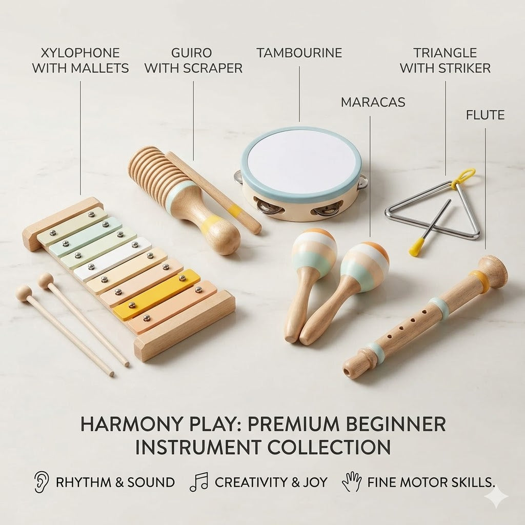 Ivokio® Symphony of Joy: Premium Wooden Musical Instrument Collection for Early Learning