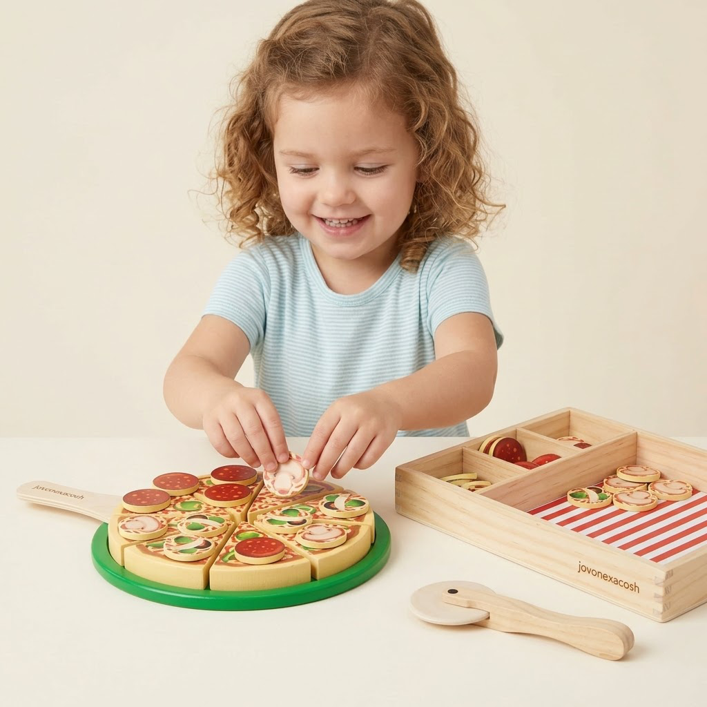 Ivokio® Artisanal Wooden Pizza Set: The Ultimate Slice of Pretend Play