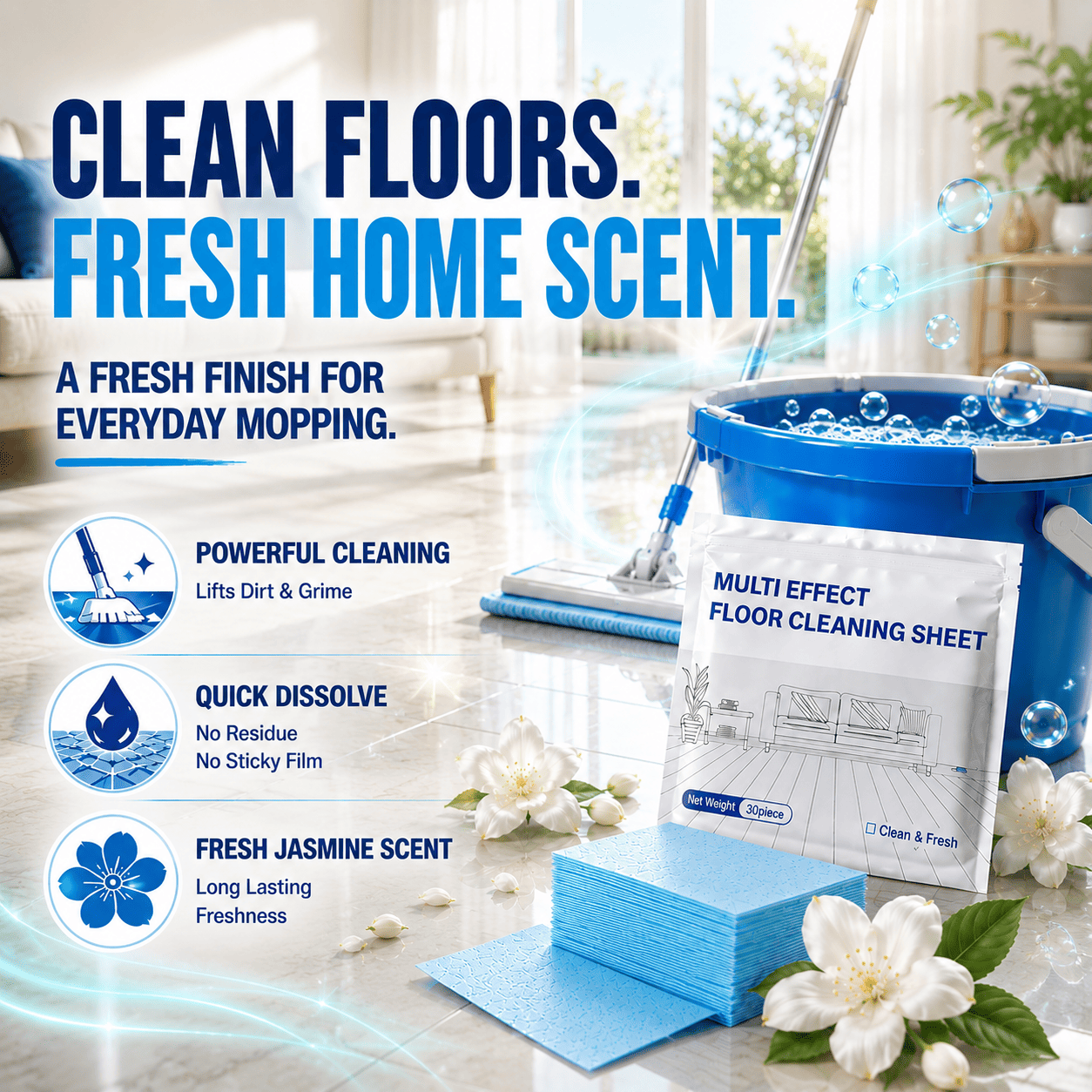 Ivokio® Multi-Surface Cleaning Sheets — floor, table, swimming pool