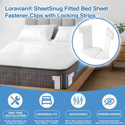 ✨Ivokio® SheetSnug Fitted Bed Sheet Fastener Clips with Locking Strips