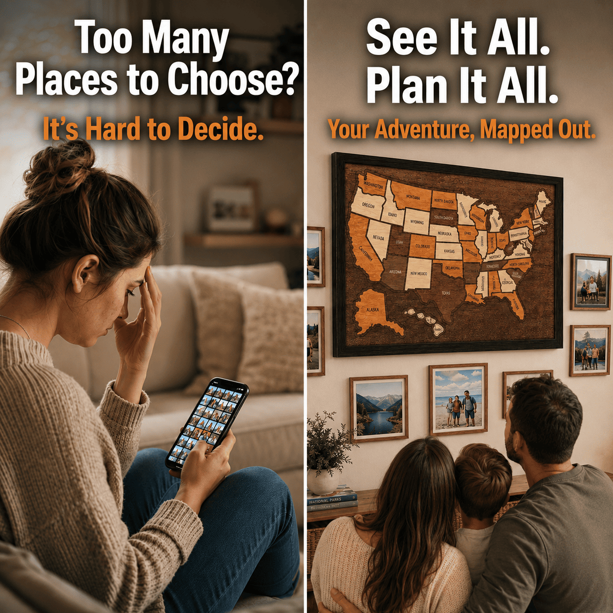 Ivokio® Wooden Travel Memory Map — Record Your Travel
