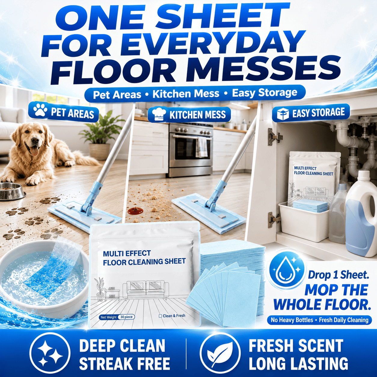 Ivokio® Multi-Surface Cleaning Sheets — floor, table, swimming pool