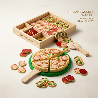Ivokio® Artisanal Wooden Pizza Set: The Ultimate Slice of Pretend Play