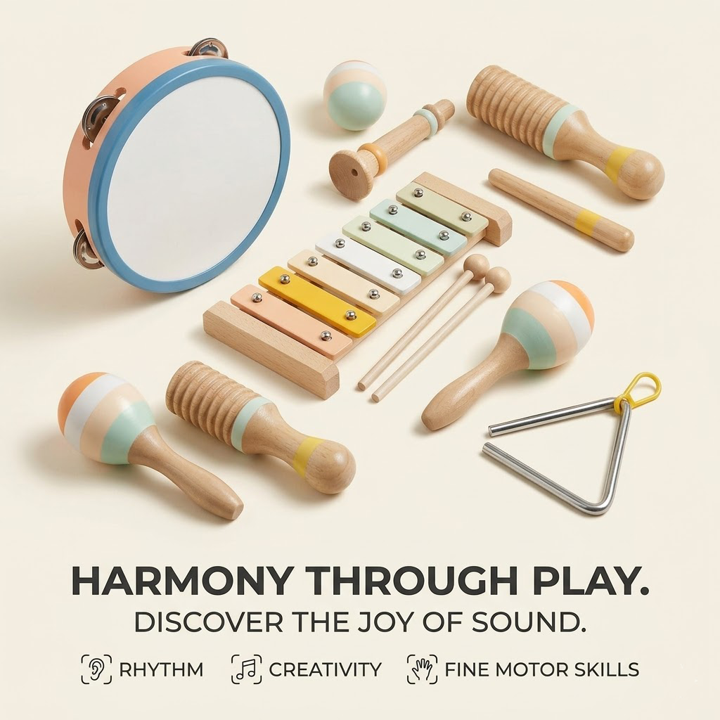 Ivokio® Symphony of Joy: Premium Wooden Musical Instrument Collection for Early Learning