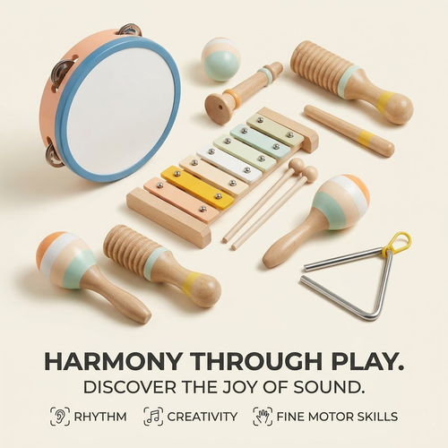 Ivokio® Symphony of Joy: Premium Wooden Musical Instrument Collection for Early Learning