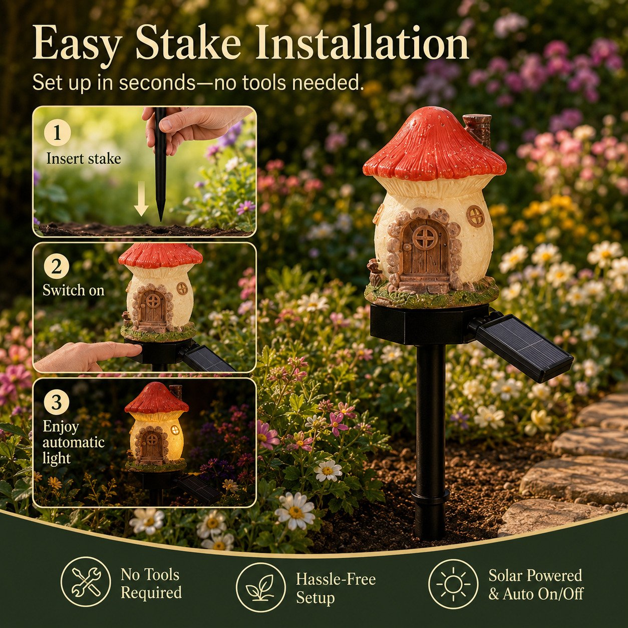 🍄Ivokio® Solar Fairy-Tale Mushroom Cottage Garden Light