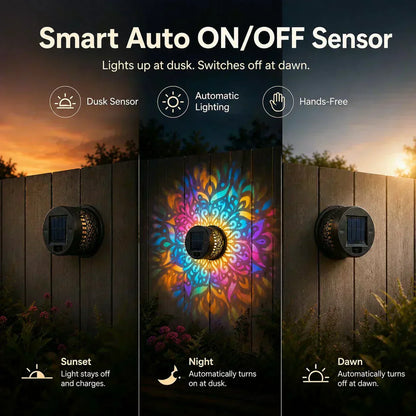 🌞 50% OFF NOW! 🌀Ivokio® Solar Mandala Light – Stunning Pattern Projection, 2-in-1 Floor & Wall Design & IP65 Waterproof Auto On/Off 🌿