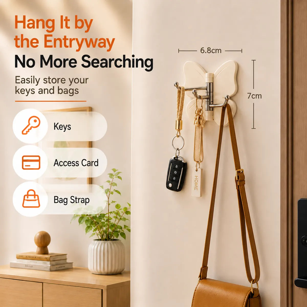 🦋 Ivokio® Rotating Butterfly Triple Hook—Adjustable for Flat Walls & Corners