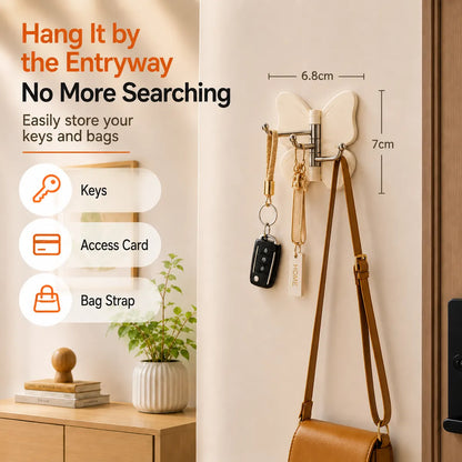 🦋 Ivokio® Rotating Butterfly Triple Hook—Adjustable for Flat Walls & Corners