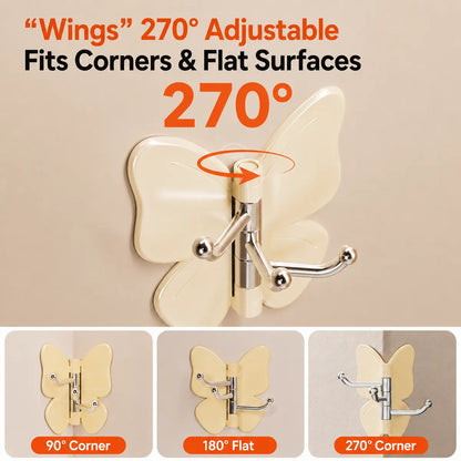 🦋 Ivokio® Rotating Butterfly Triple Hook—Adjustable for Flat Walls & Corners