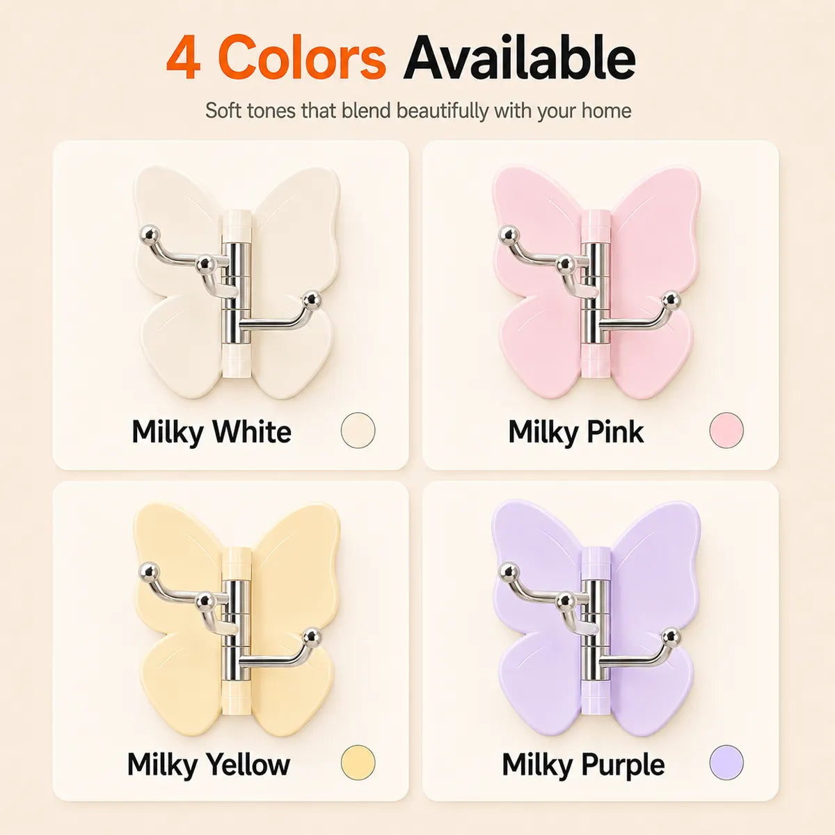 🦋 Ivokio® Rotating Butterfly Triple Hook—Adjustable for Flat Walls & Corners